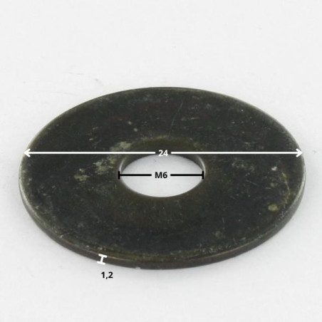 1 x Sluitring plat M6X24X1.2 LL Zwart gegalvaniseerd staal