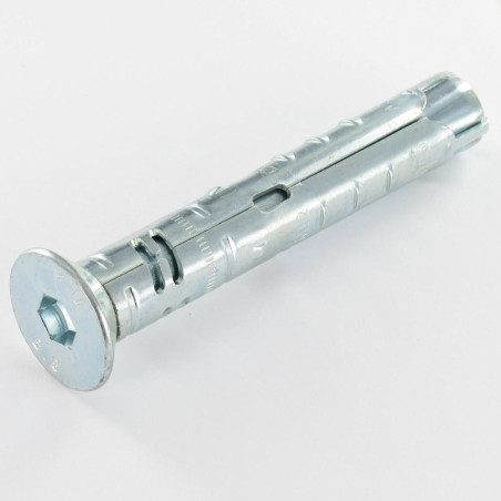 1 x Bout Verankering Plug METAAL 10X70 Schroeven M6X75 Wit verzinkt staal