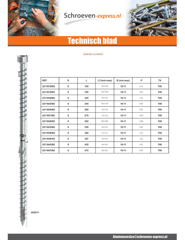 1 x Schroeven cilindrische kop dubbele draad...