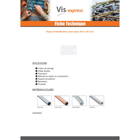 1 x BORD IDENTIFICATIE wit nylon 26.4X16.2