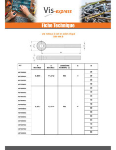 Metalen schroeven to oog M8X30 bedraad op 22 Wit verzinkt... 2