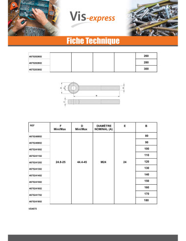 1 x Metalen schroeven to oog M12X120 bedraad op...