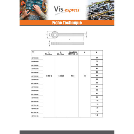 1 x Metalen schroeven to oog M8X25 bedraad op 22 Wit verzinkt staal