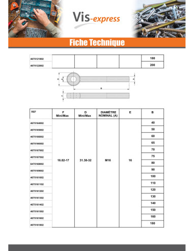 1 x Metalen schroeven to oog M24X180 bedraad op...