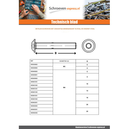 1 x Metalen schroeven Zeshoekig hol kraagflens M8X40 sleutel van 5 klasse 10.9 Zwart gegalvaniseerd staal