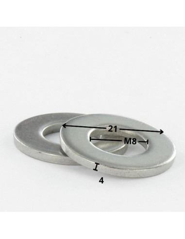 1 x Sluitring plat M8X21X4 serie L (Groot) Wit...