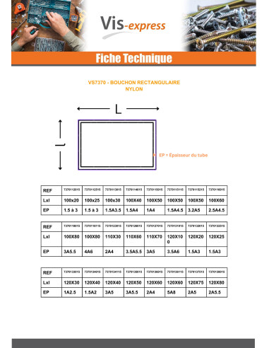 1 x Rechthoekige dop voor buis 120X40...