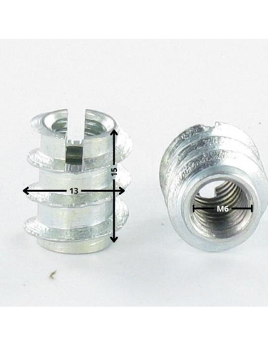 1 x Insert split M6 13X15 Wit verzinkt staal