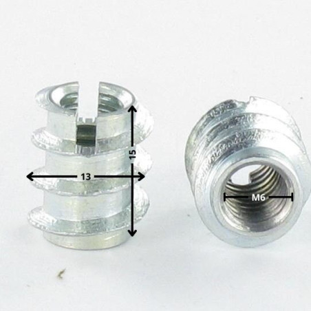 1 x Insert split M6 13X15 Wit verzinkt staal