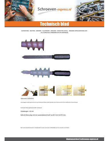 1 x Metalen plug Zelfborende schroef RAWLPLUG...
