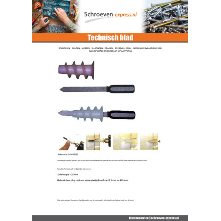 1 x Metalen plug Zelfborende schroef RAWLPLUG 13X31 met Schroeven