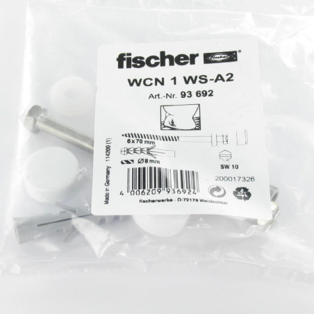 1 x KIT Bevestiging WC Schroeven Messing 6X70 Fischer