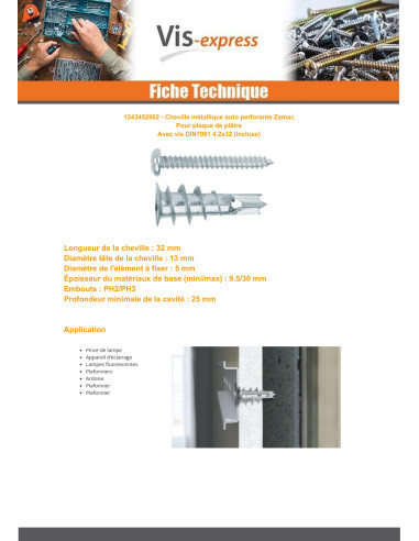 1 x Metalen plug Zelfborende schroef RAWLPLUG...