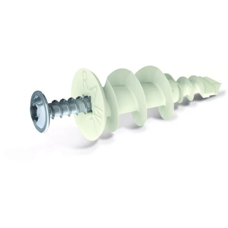 1 x Plug Nylon Zelfborende schroef RAWLPLUG 14X32 met Schroeven Wit verzinkt staal