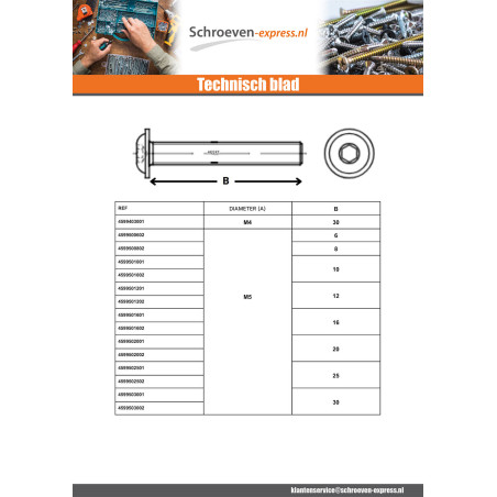 1 x Metalen schroeven Zeshoekig hol kraagflens M5X12 sleutel van 3 klasse 10.9 Zwart gegalvaniseerd staal