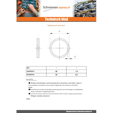 1 x Ring Bries diameter 30 RVS A2