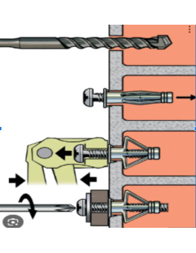 1 x Metalen muurplug voor gipsplaten met...