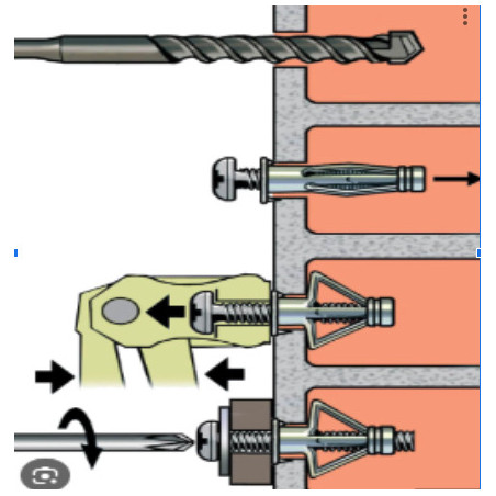 1 x Metalen muurplug voor gipsplaten met Schroeven M4X67 RAWLPLUG