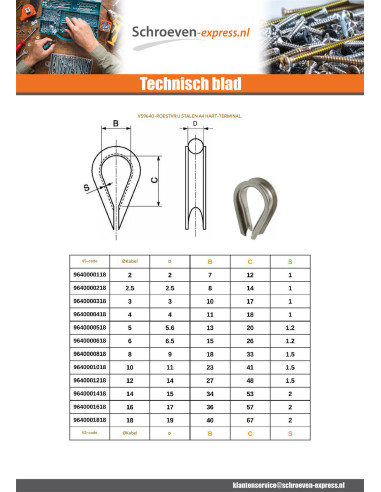 1 x Draadkous A4 RVS diameter 4