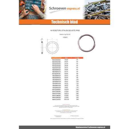 1 x O-ring A4 RVS 8X40