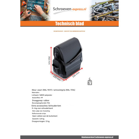 1 x TAS to HULPMIDDELEN ZACHT TAS S