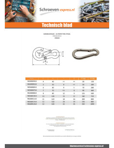 Karabijnhaak A4 RVS diameter 6 2