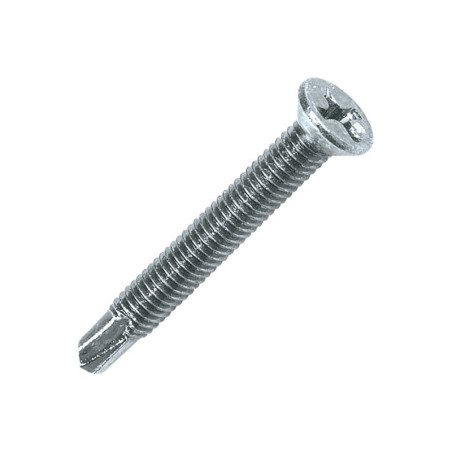 1 x Zelfborende schroef PVC metalen gefreesde kop Phillips 2 4X13 Wit verzinkt staal