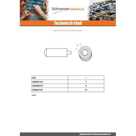 1 x Blisterverpakking met 8 met oog ZEIL diameter 8 Messing
