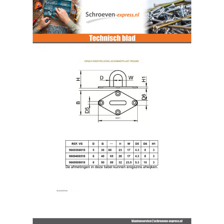 1 x Spijkerclip to montageplaat OVAAL 60X19 RVS A2