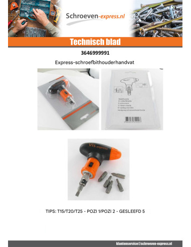 1 x HENDEL deur Bit VIS-EXPRESS