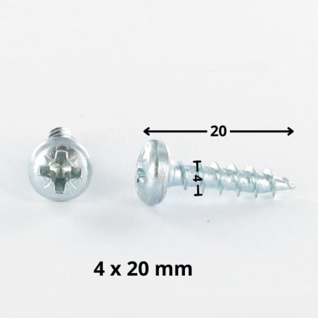 1 x Agglo houtschroeven ronde kop Pozi PZ7 4X20 Wit verzinkt staal