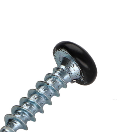 1 x Agglo houtschroeven ronde kop Pozi PZ7 3,5X15 Wit verzinkt staal zwarte lak RAL9005 donker zwart
