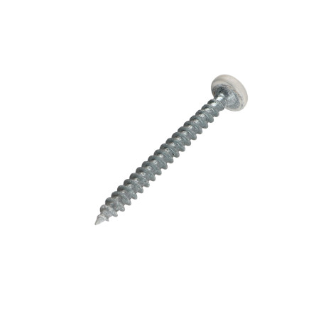 1 x Agglo houtschroeven ronde kop Pozi PZ7 5X50 Wit verzinkt staal witte lak RAL9010 zuiver wit