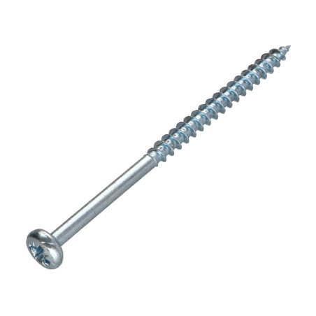 1 x Agglo houtschroeven ronde kop Pozi PZ8 6X100 bedraad op 60 Wit verzinkt staal