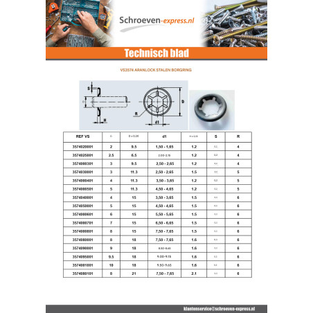 1 x Arruela de pressão ARANLOCK 3X11.3X0.2 Ruw staal
