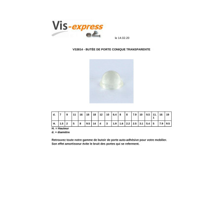 1 x Transparante zelfklevende conische deurstop 11.1X5