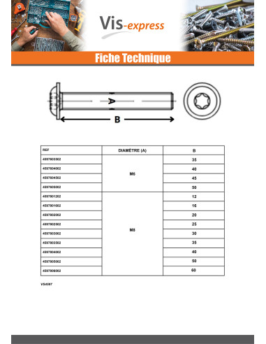 1 x Metalen schroeven bolkop kraagflens TORX...