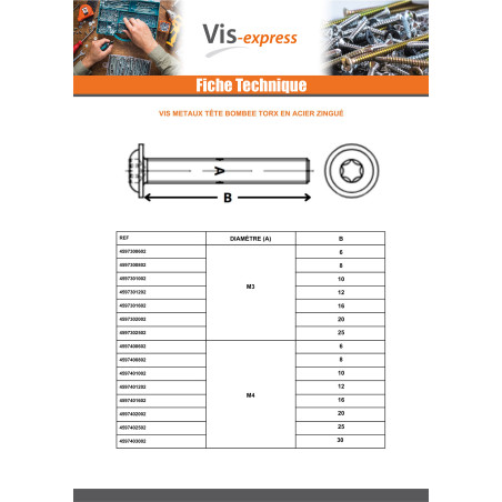 1 x Metalen schroeven bolkop kraagflens TORX T10 M3X12 klasse 10.9 Wit verzinkt staal microschroeven