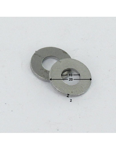 1 x Sluitring plat M10X20X2 Z Ruw staal