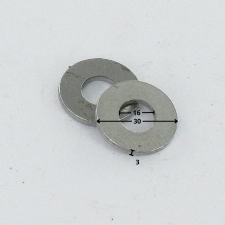 1 x Sluitring plat M16X30X3 Z Ruw staal