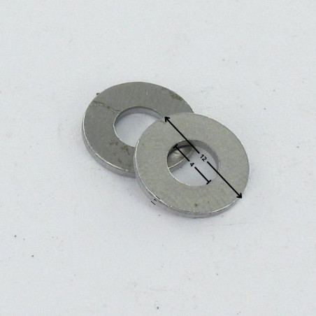 1 x Sluitring plat 4X12X1 Wit verzinkt staal