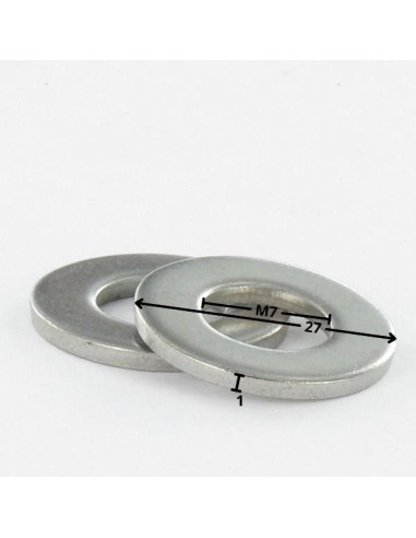 1 x Sluitring plat 7X27X1 Aluminium