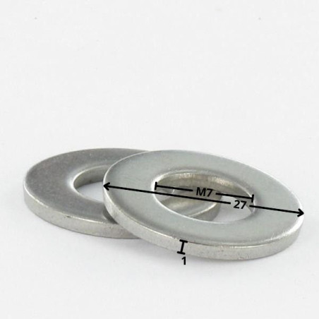 1 x Sluitring plat 7X27X1 Aluminium