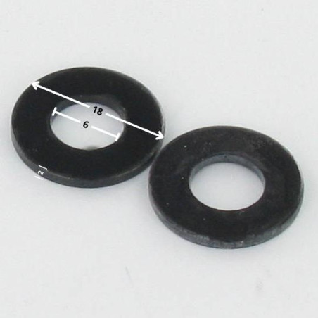 1 x Sluitring plat 6X18X2 Zwart gegalvaniseerd staal