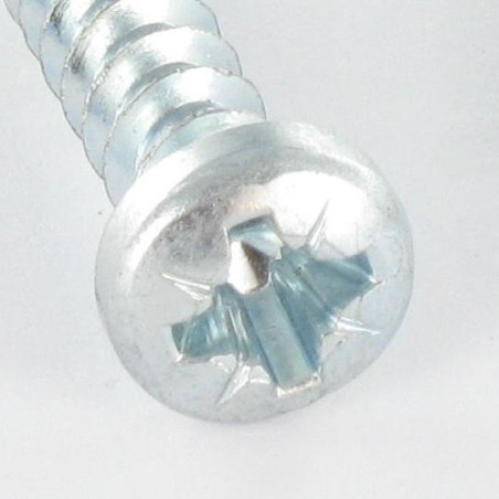 1 x PVC-schroeven cilindrische kop Pozi 6X29 Draadstang 40 graad Wit verzinkt staal