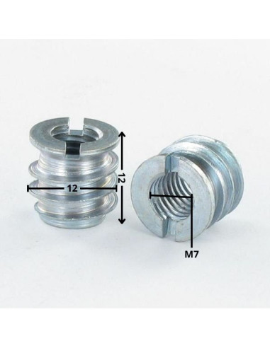 1 x Insert split Wit verzinkt staal M7 steek...