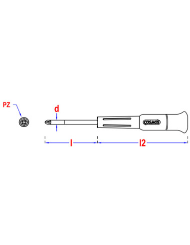 1 x Schroevendraaier einde Pozi PZ6 lengte...