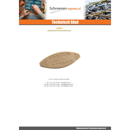 1 x Lamellen hout 47x15x4 nummer 0