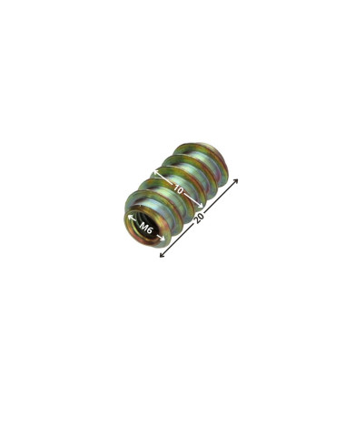 1 x Insert niet split M6 10X20 Wit verzinkt staal