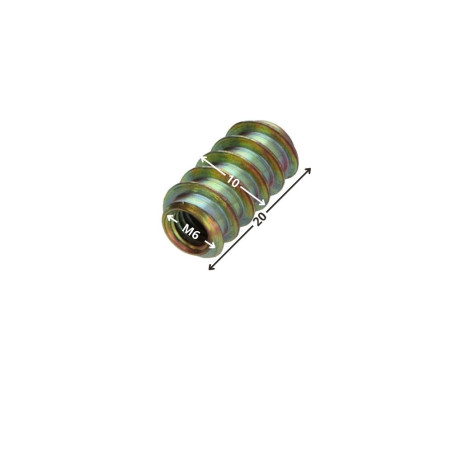 1 x Insert niet split M6 10X20 Wit verzinkt staal
